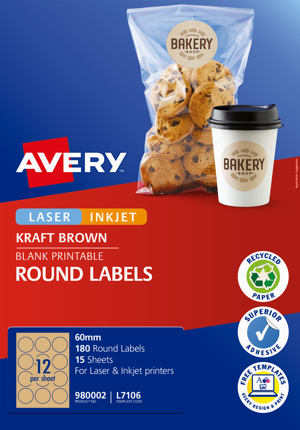 Avery Kraft Brown Labels Round 60mm Pack Of 180 - Whitcoulls