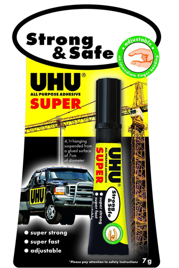 HYPERBURO  COLLE RAPIDE UHU STRONG&SAFE EXTRA FORTE TOUS TYPES SUPPORTS  COLLAGE INVISIBLE SANS SOLVANT INODORE TUBE 7G