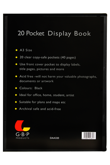 Whitcoulls Display Book A4 Black 40 Pockets