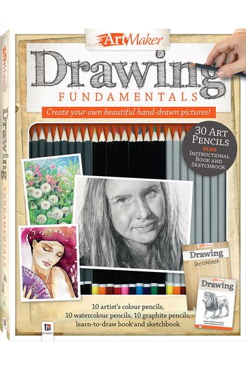 Art Maker Complete Drawing Kit (30 art pencils) Instructional and Sketch  Books
