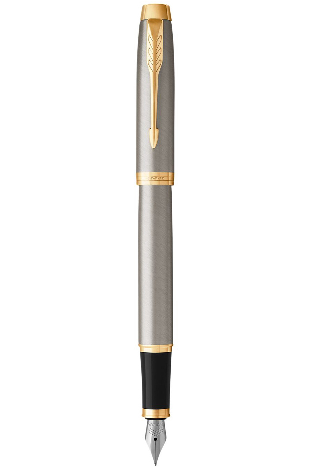 Parker Im Brushed Metal Gold Trim Fountain Pen | Premium Pen