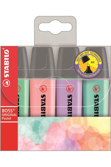 Stabilo Boss Highlighter Pack Of 4 Pastels